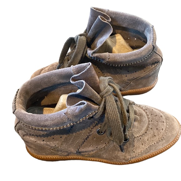 Isabel Marant Bobby Leather Sneakers Suede Nubuck Ankle Lace Up Booties 38 8 - Picture 6 of 14